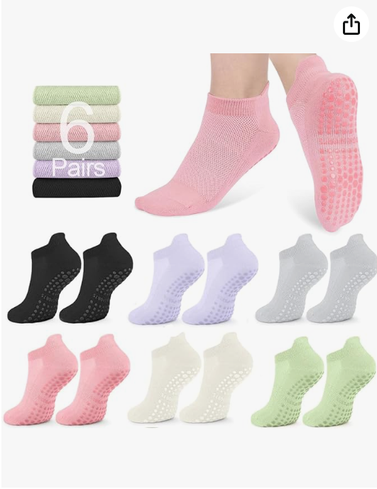 Non Slip Pilates Socks for Women — 3 Pairs