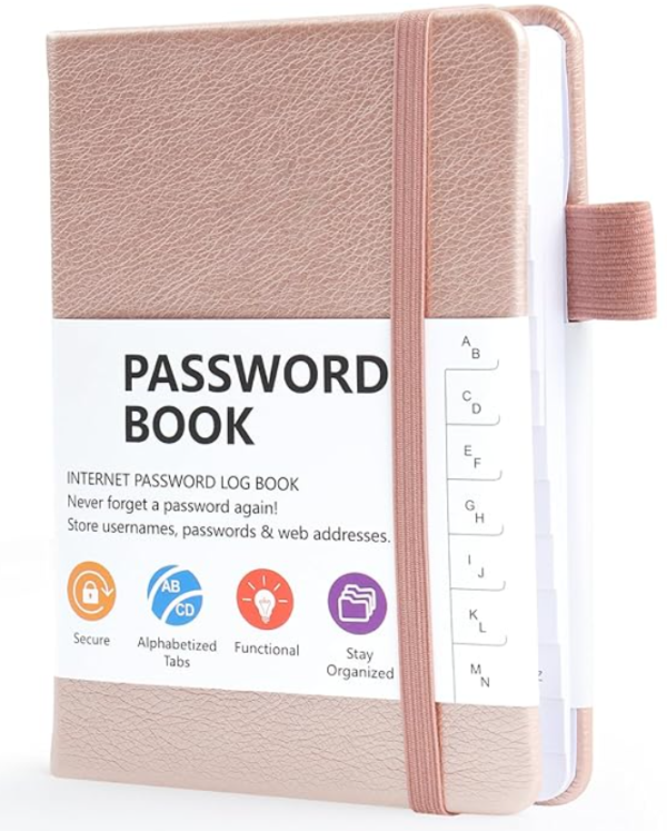 Password Book with Alphabetical Tabs — Internet Password Organiser for Seniors